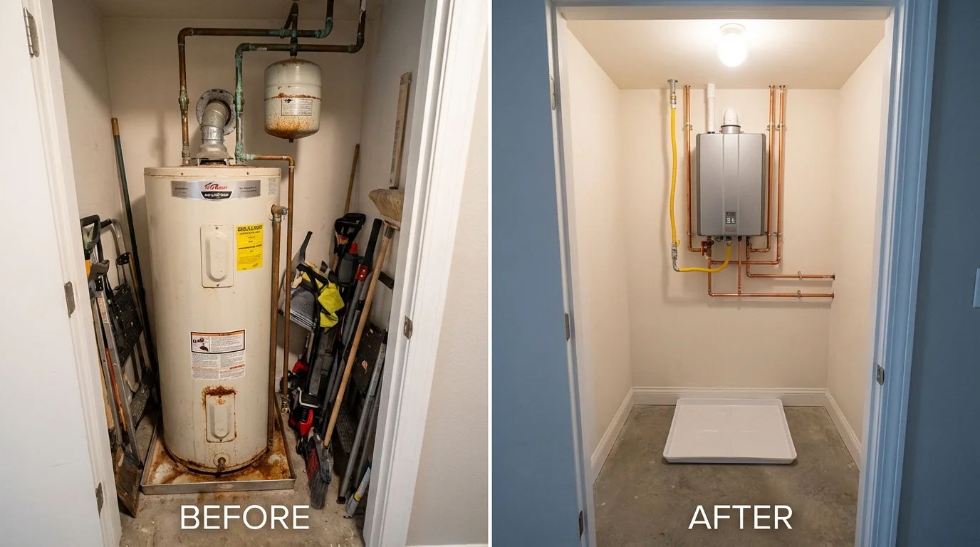 Tank water heater versus wall-mounted tankless unit comparison for Milford, NE homeowners